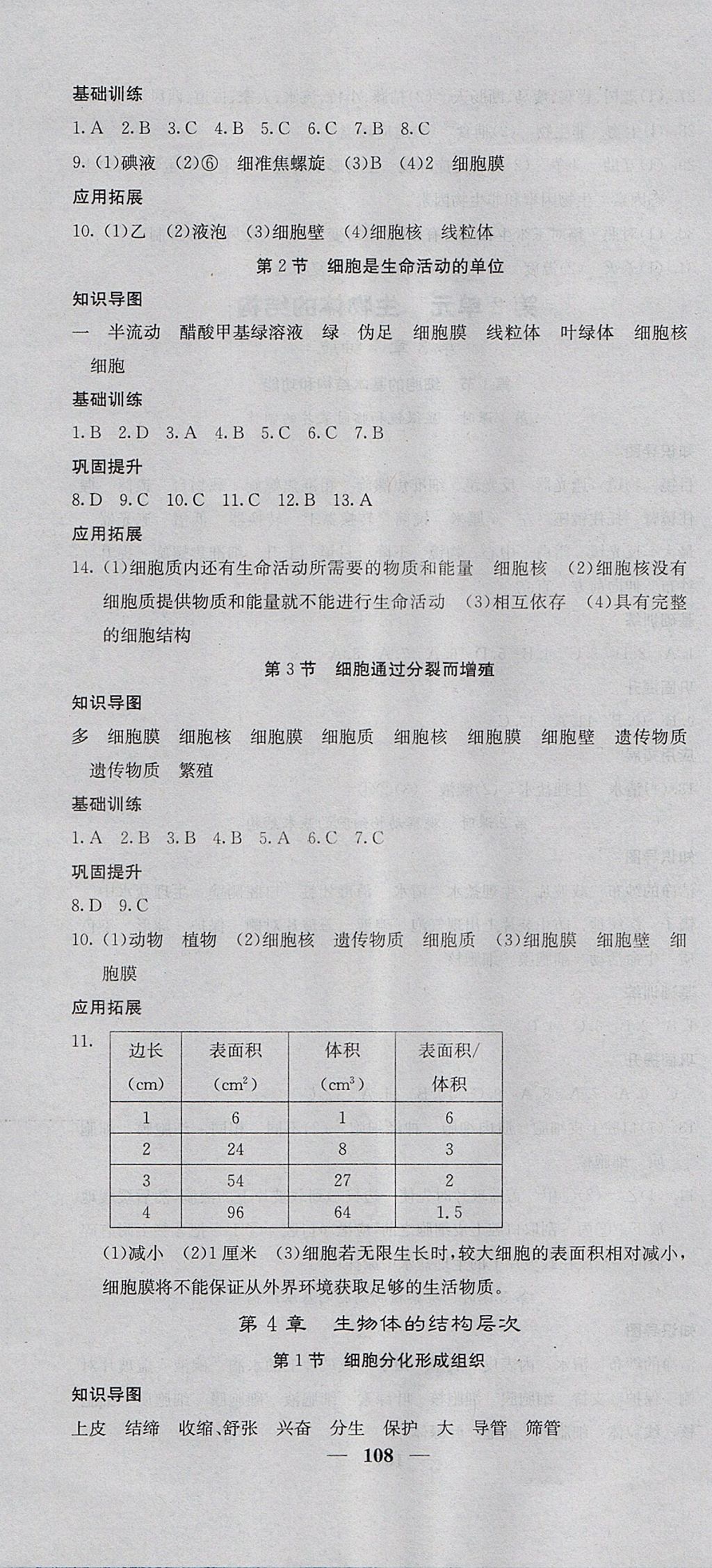 2017年課堂點睛七年級生物上冊北師大版 參考答案第4頁