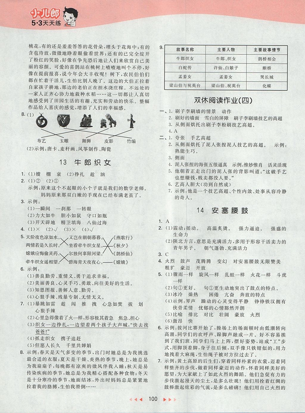 2017年53天天练小学语文六年级上册苏教版 参考答案第8页