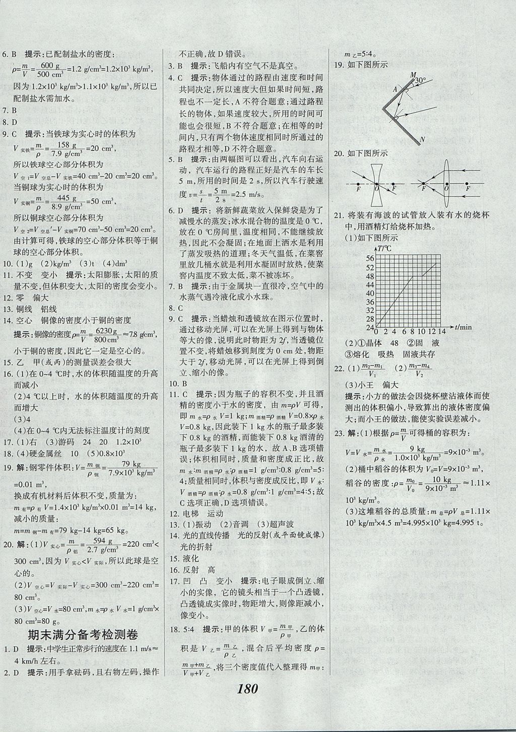 2017年全優(yōu)課堂考點(diǎn)集訓(xùn)與滿分備考八年級(jí)物理上冊(cè) 參考答案第32頁