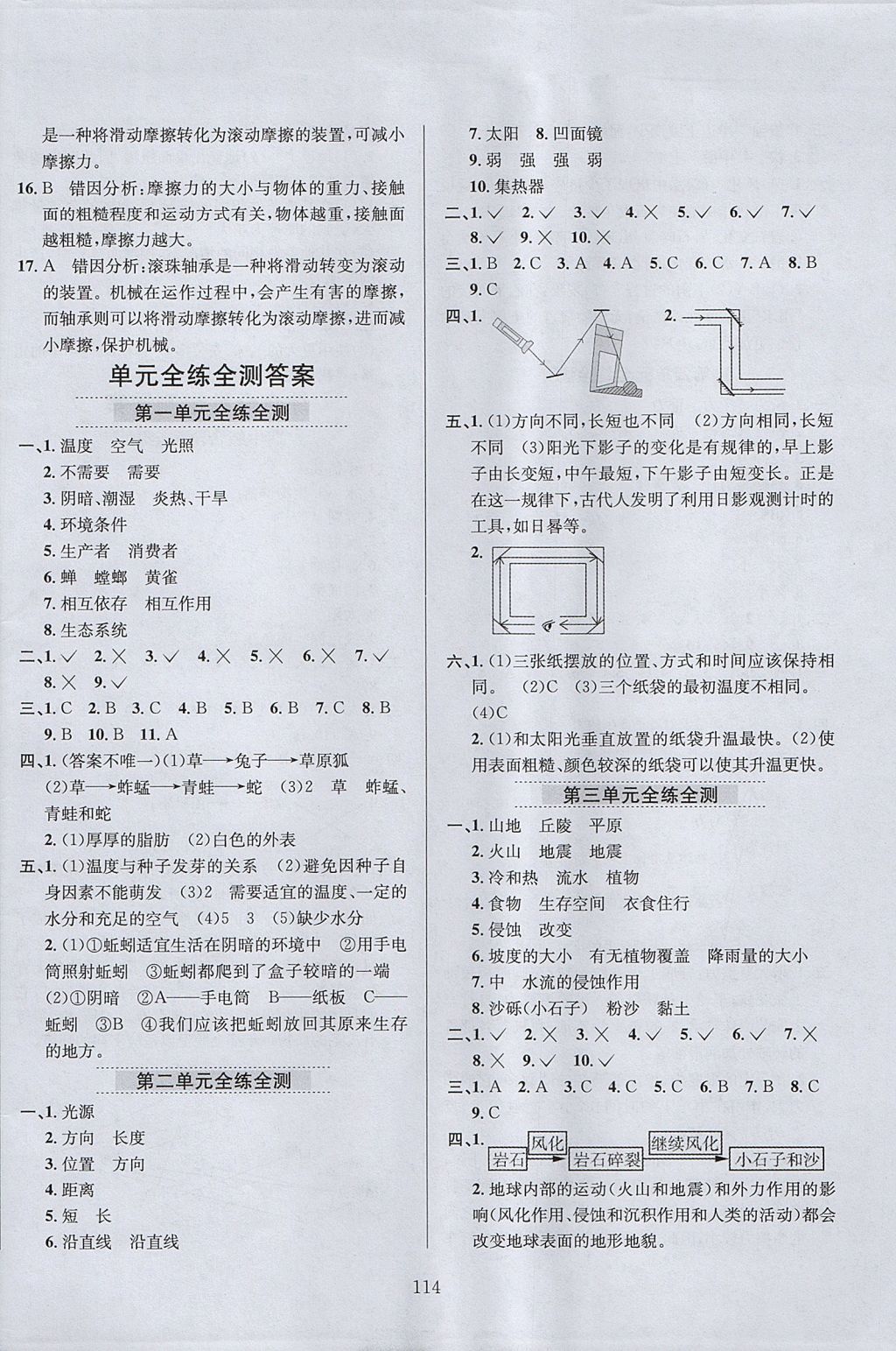 2017年小学教材全练五年级科学上册教科版 参考答案第18页