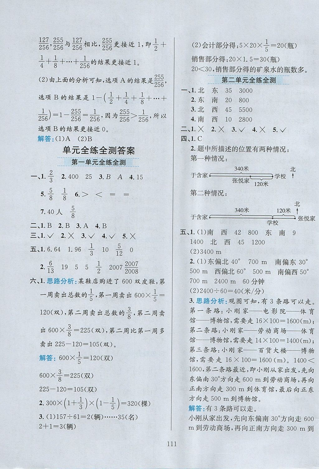 2017年小學教材全練六年級數(shù)學上冊人教版天津?qū)Ｓ?nbsp;參考答案第15頁