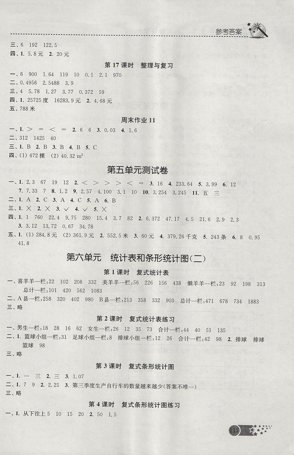 2017年名師點(diǎn)撥課時(shí)作業(yè)本五年級(jí)數(shù)學(xué)上冊(cè)江蘇版 參考答案第10頁(yè)