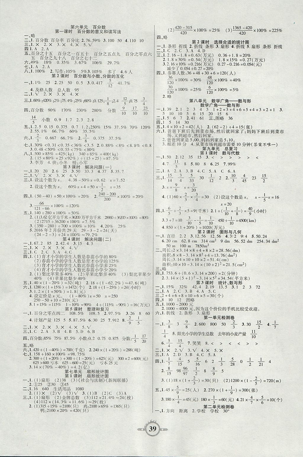 2017年創(chuàng)新課課練六年級數(shù)學(xué)上冊人教版 參考答案第3頁