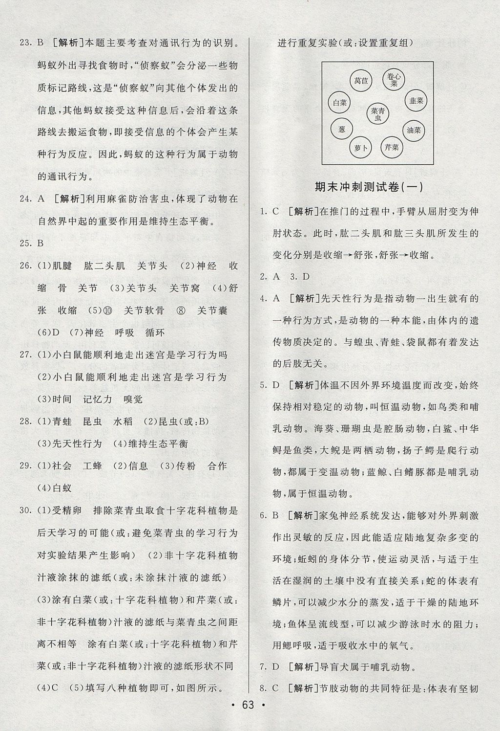 2017年期末考向標海淀新編跟蹤突破測試卷八年級生物上冊魯科版 參考答案第11頁