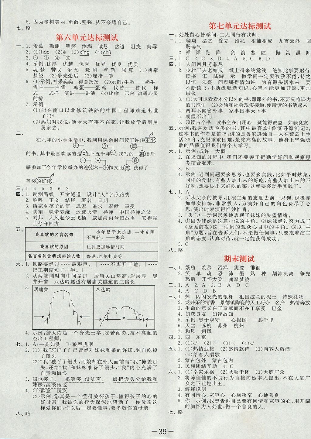 2017年53天天练小学语文六年级上册苏教版 达标测试卷答案第19页