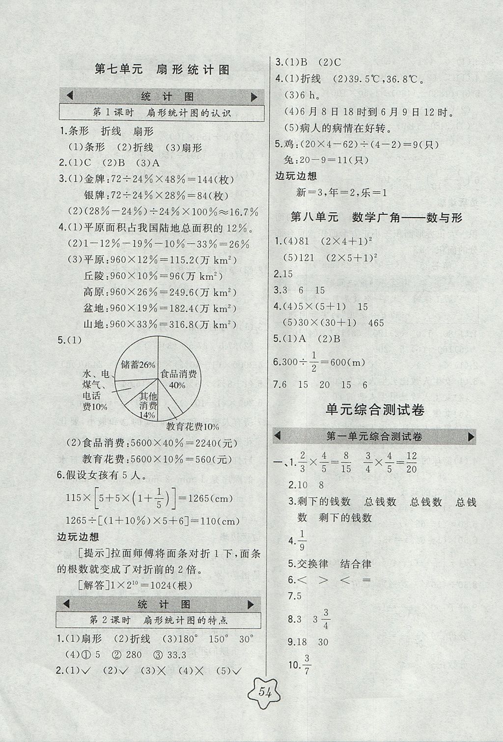 2017年北大綠卡六年級數(shù)學(xué)上冊人教版 參考答案第14頁