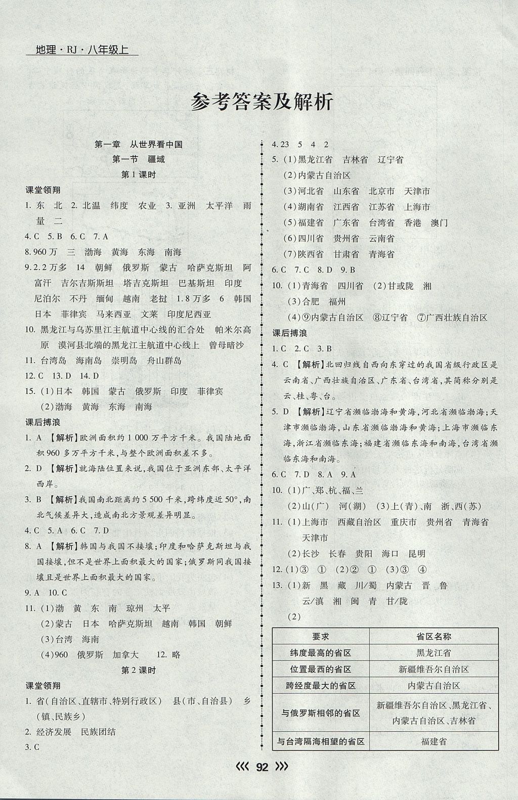 2017年學(xué)升同步練測八年級地理上冊人教版 參考答案第1頁