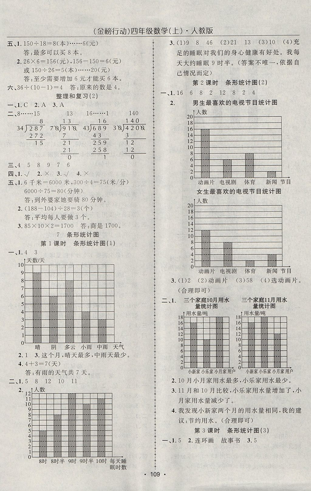 2017年金榜行动高效课堂助教型教辅四年级数学上册人教版 参考答案第10页