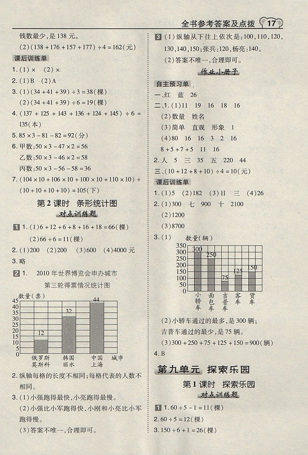 2017年特高级教师点拨四年级数学上册冀教版 参考答案第17页