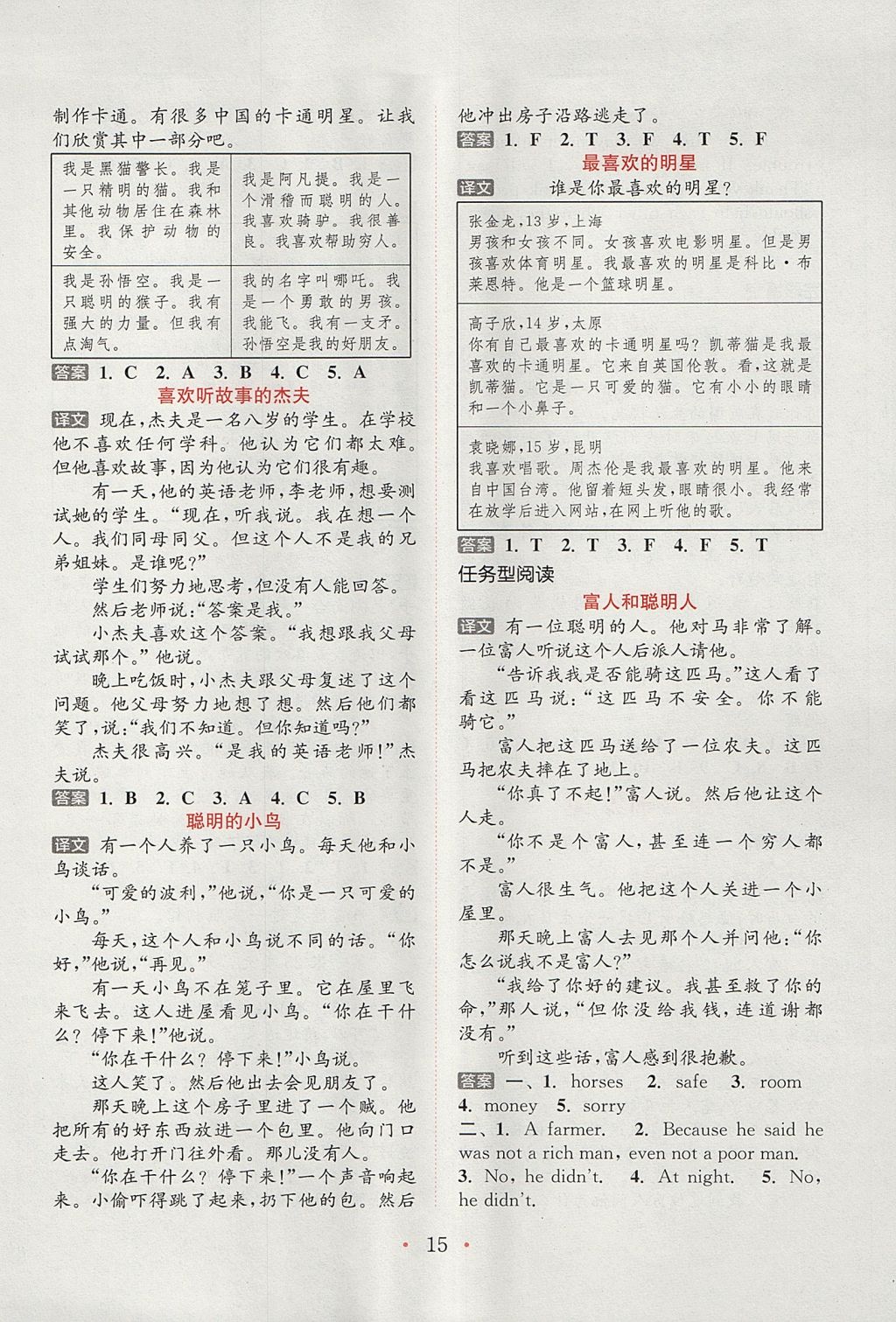 2017年通城學(xué)典小學(xué)英語(yǔ)閱讀組合訓(xùn)練六年級(jí)上冊(cè)通用版 參考答案第15頁(yè)