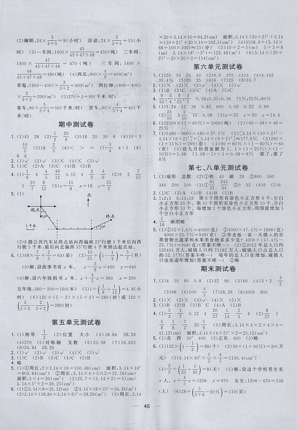 2017年課課優(yōu)課堂小作業(yè)六年級(jí)數(shù)學(xué)上冊(cè)人教版 參考答案第10頁(yè)