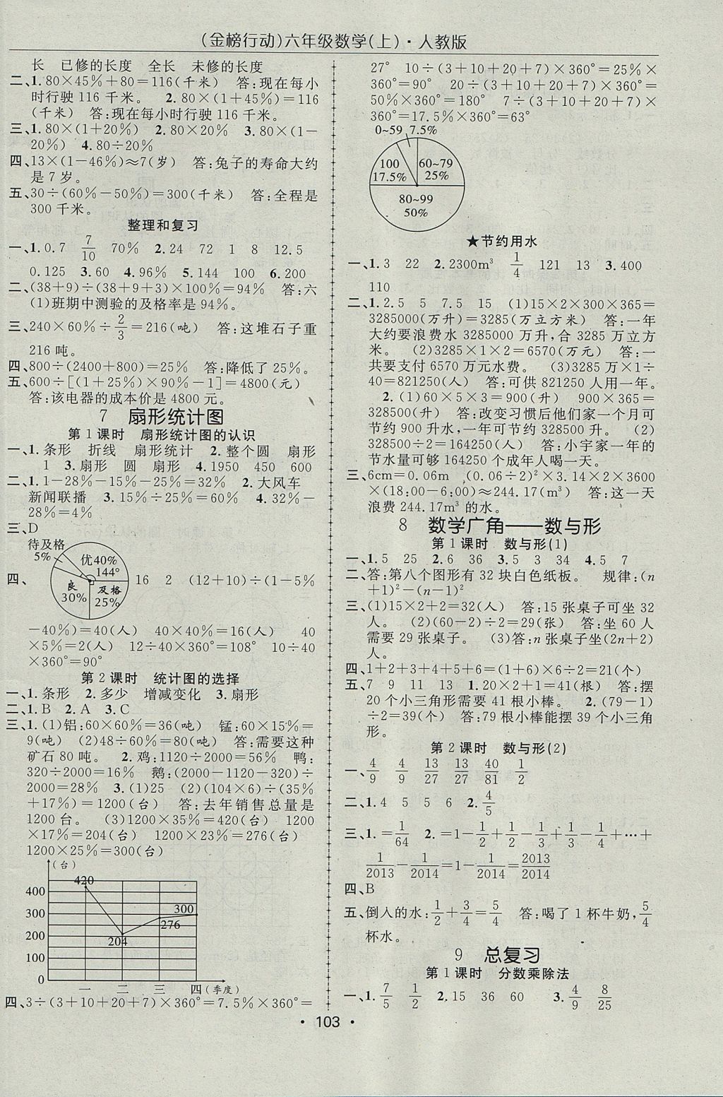 2017年金榜行動高效課堂助教型教輔六年級數(shù)學上冊人教版 參考答案第8頁