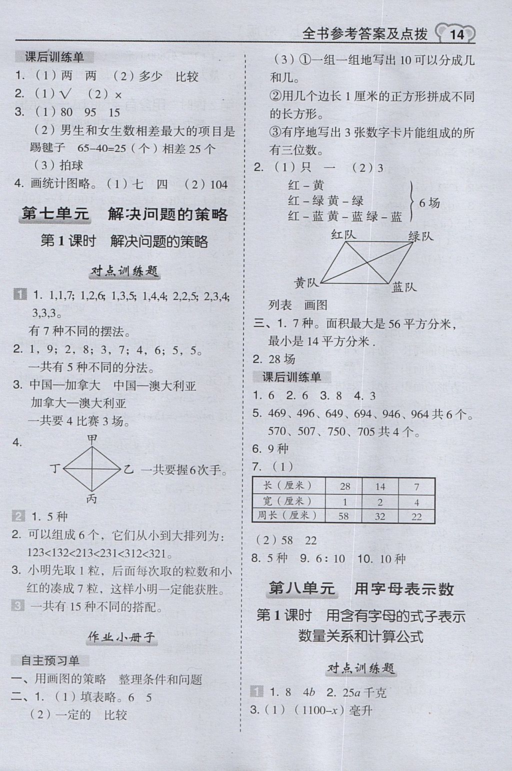 2017年特高級教師點(diǎn)撥五年級數(shù)學(xué)上冊蘇教版 參考答案第14頁