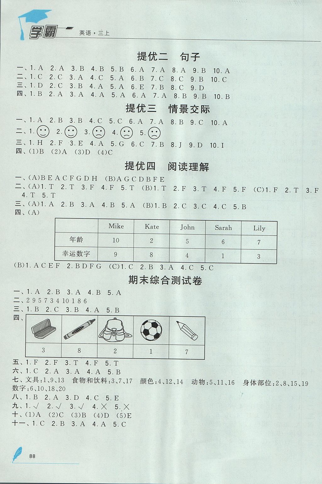 2017年經(jīng)綸學(xué)典學(xué)霸三年級英語上冊人教版 參考答案第10頁