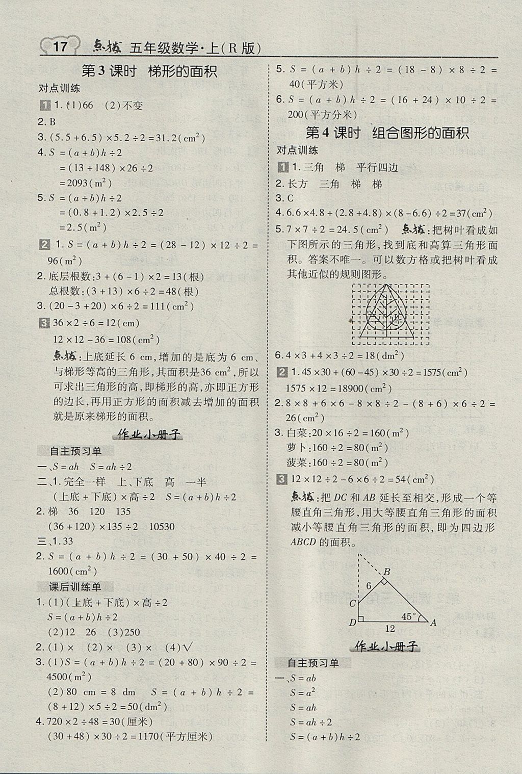 2017年特高級教師點撥五年級數(shù)學上冊人教版 參考答案第17頁