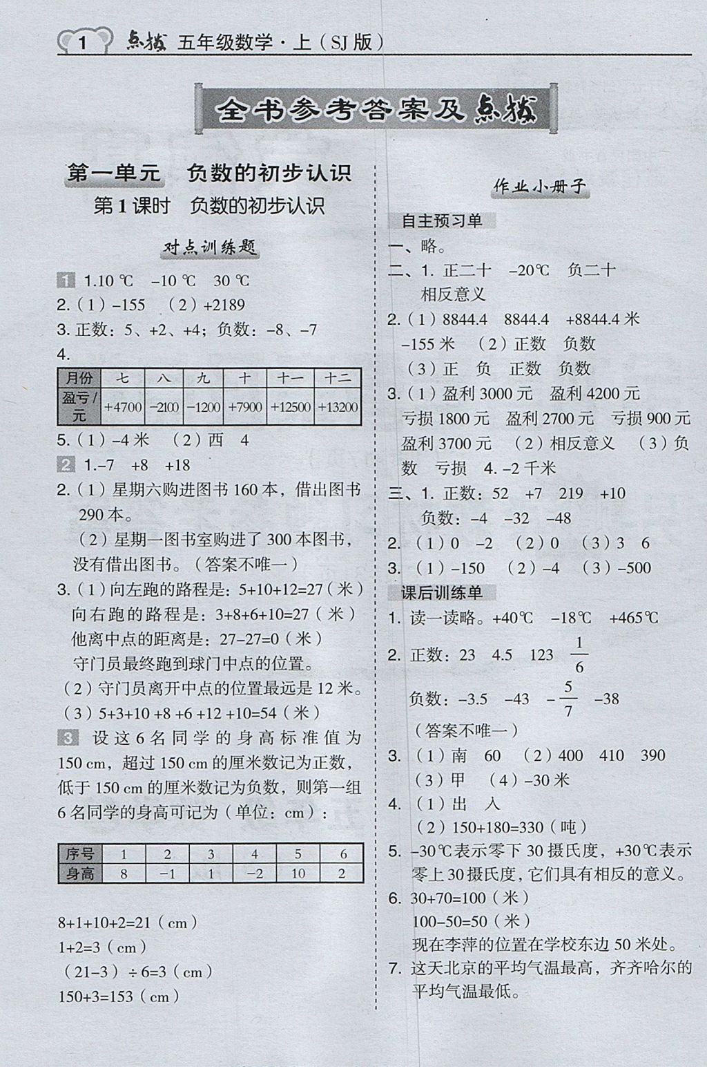 2017年特高級教師點(diǎn)撥五年級數(shù)學(xué)上冊蘇教版 參考答案第1頁