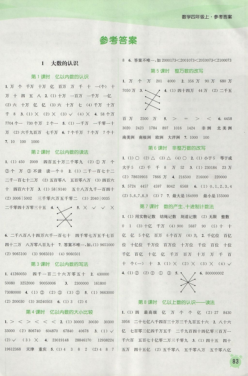 2017年通城學(xué)典課時(shí)作業(yè)本四年級(jí)數(shù)學(xué)上冊(cè)人教版 參考答案第1頁