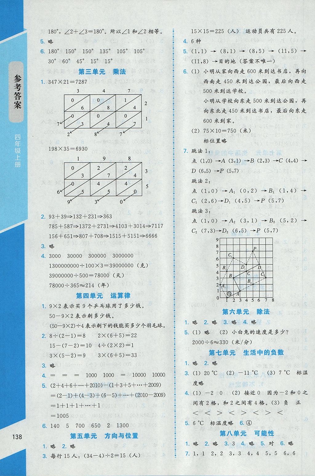 2017年課內(nèi)課外直通車四年級數(shù)學(xué)上冊北師大版 參考答案第7頁