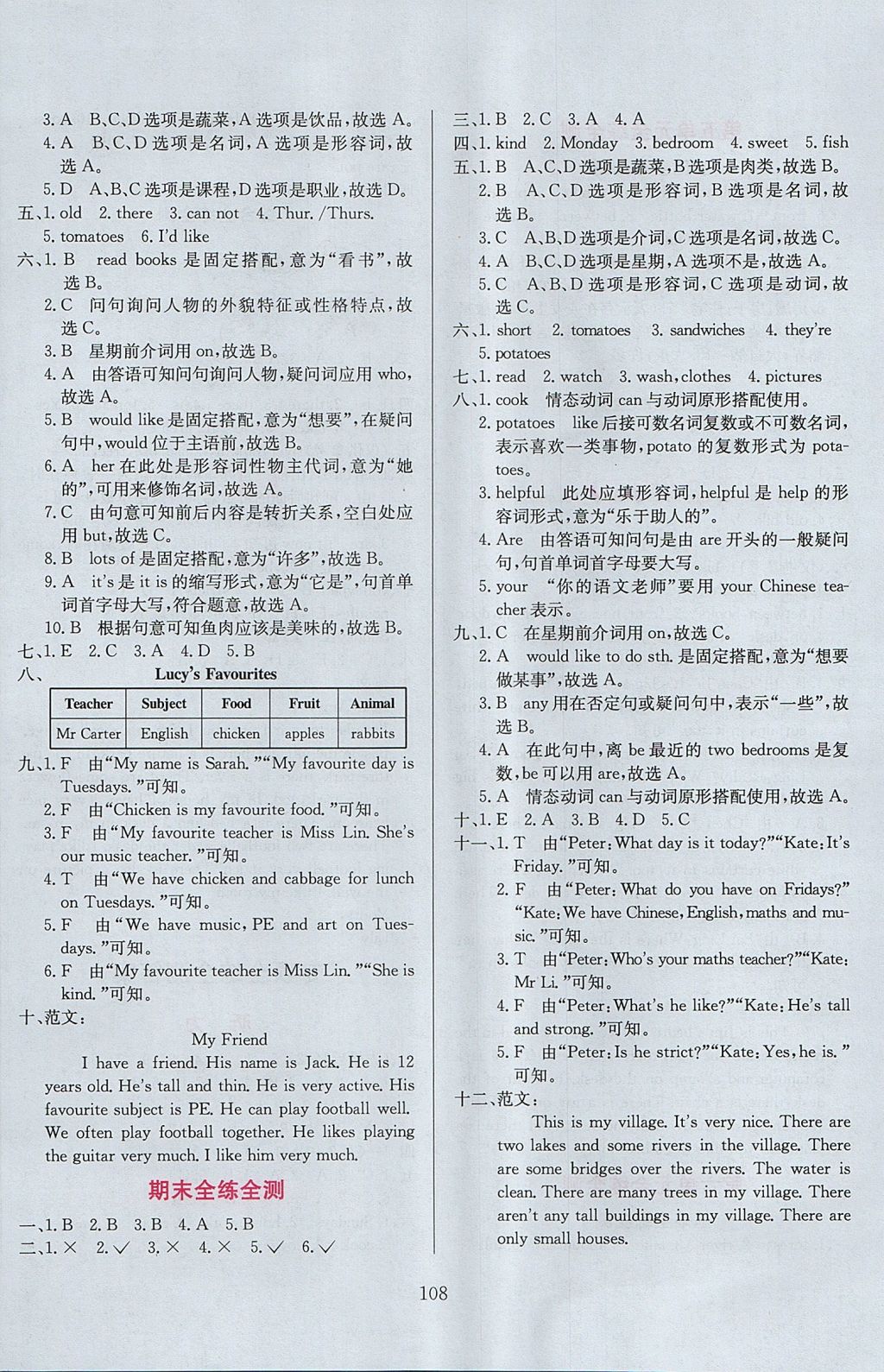 2017年小學(xué)教材全練五年級(jí)英語(yǔ)上冊(cè)人教PEP版三起 參考答案第20頁(yè)