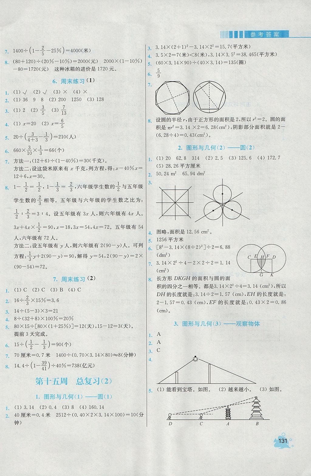 2017年小學(xué)同步奧數(shù)天天練六年級(jí)上冊(cè)北師大版 參考答案第19頁(yè)