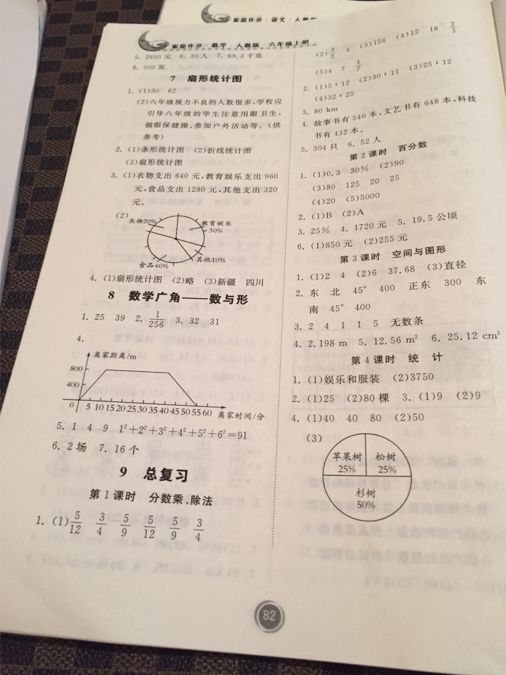 2017年家庭作业六年级数学上册人教版贵州教育出版社 参考答案第8页