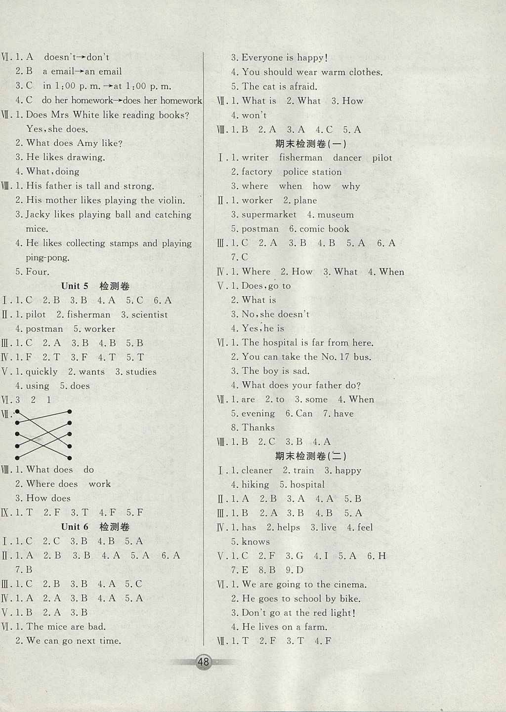 2017年小學生核心課堂六年級英語上冊人教PEP版 參考答案第8頁