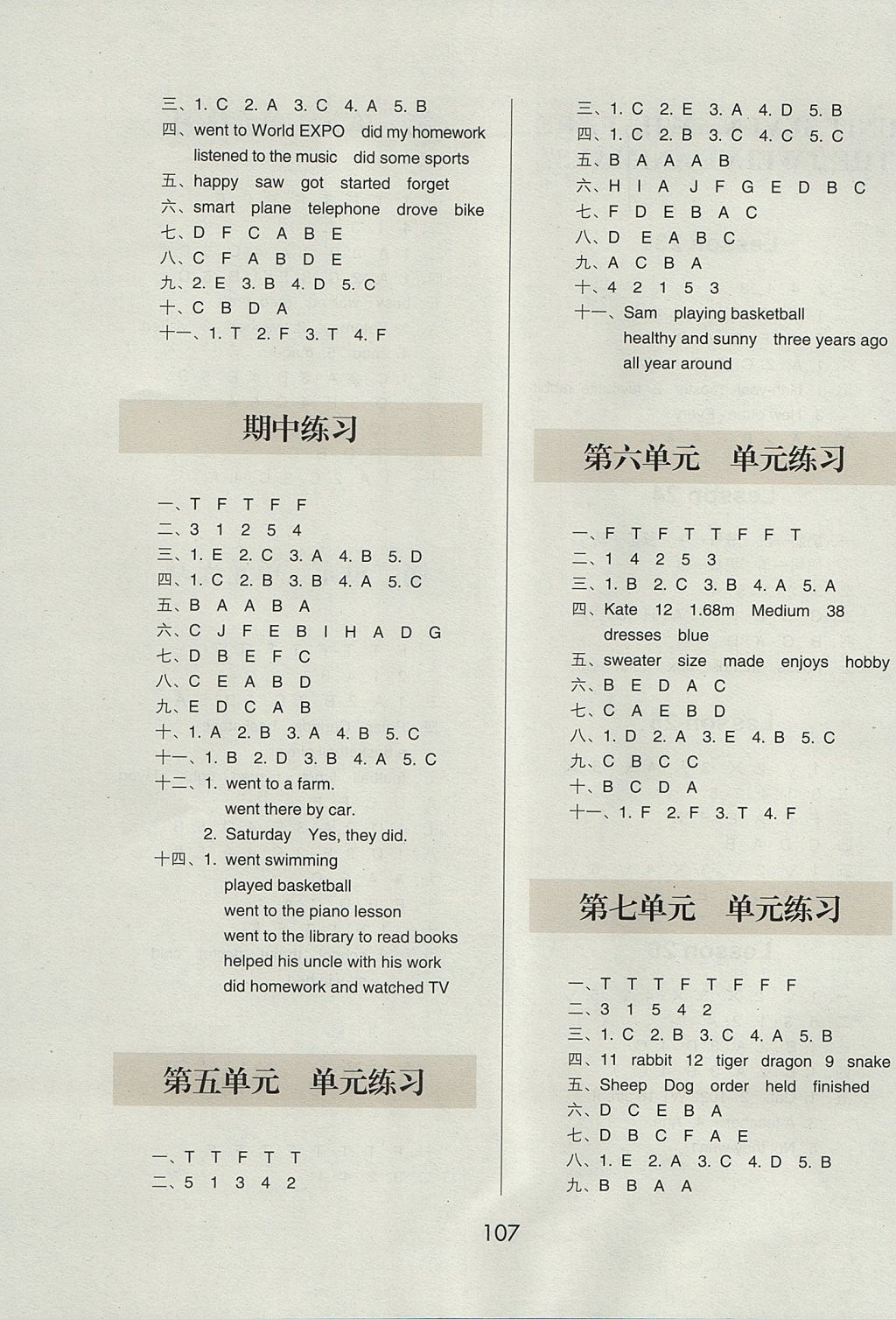 2017年幫你學(xué)英語(yǔ)課堂練習(xí)冊(cè)六年級(jí)上冊(cè)北京版 參考答案第19頁(yè)