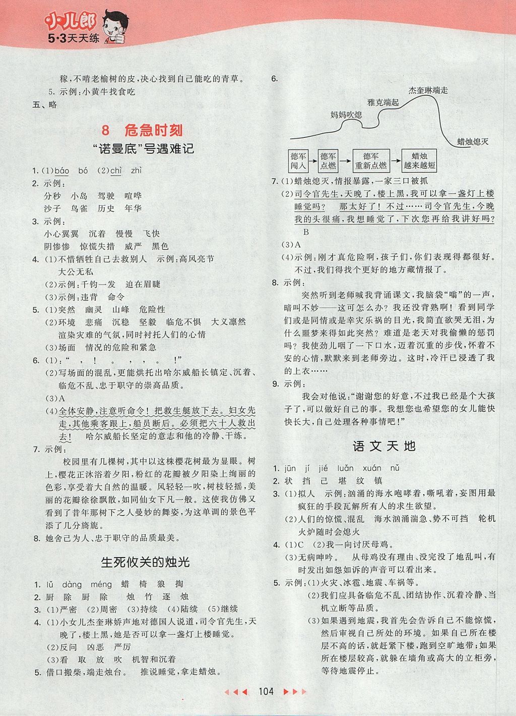 2017年53天天練小學(xué)語(yǔ)文五年級(jí)上冊(cè)北師大版 參考答案第15頁(yè)