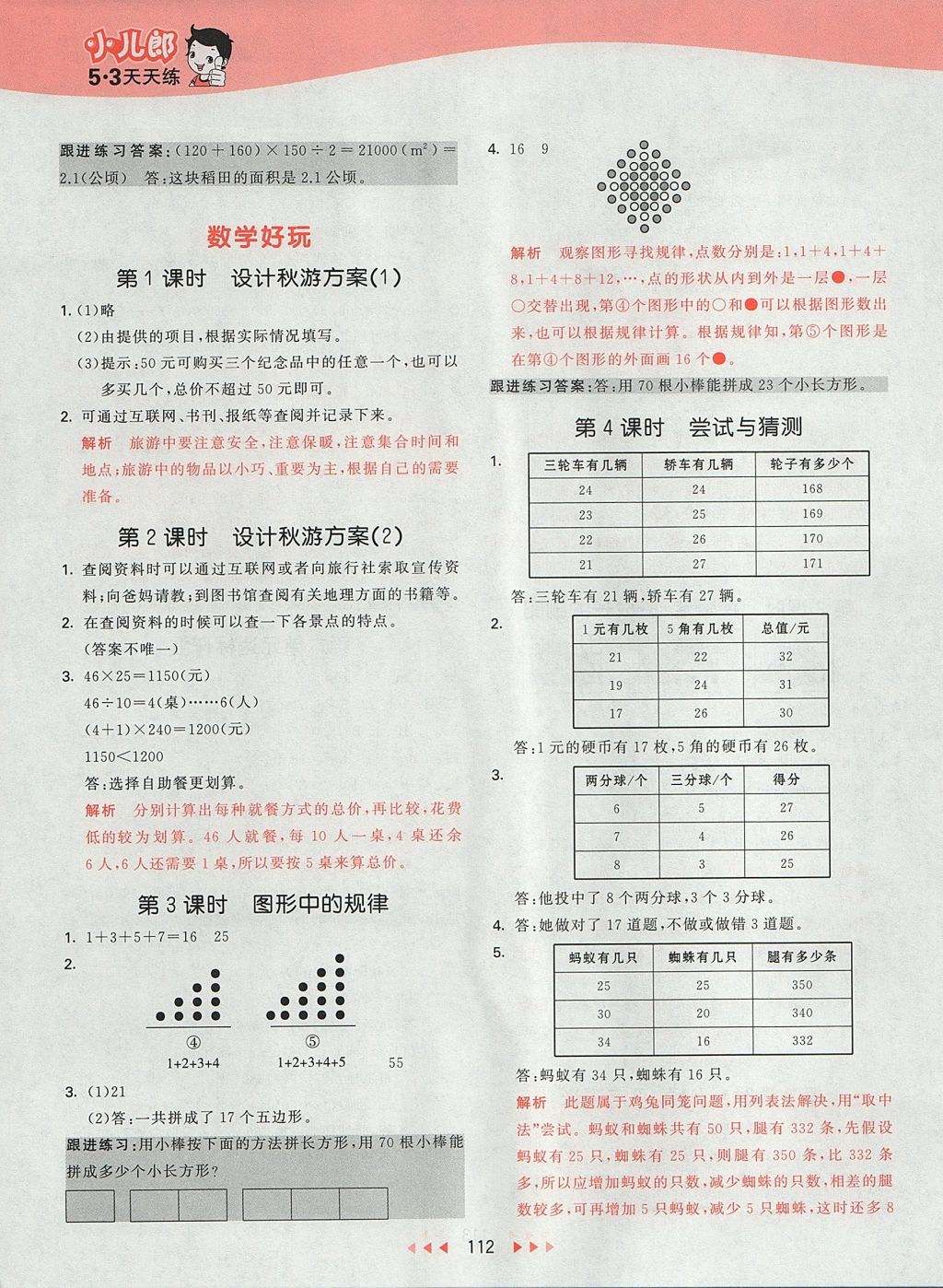 2017年53天天練小學數學五年級上冊北師大版 參考答案第20頁