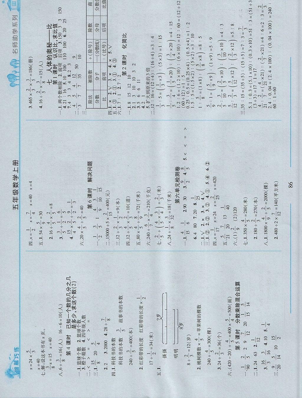 2017年细解巧练五年级数学上册五四制 参考答案第6页