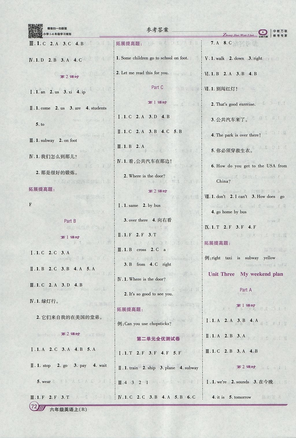 2017年全優(yōu)課堂考點(diǎn)集訓(xùn)與滿分備考六年級(jí)英語(yǔ)上冊(cè) 參考答案第2頁(yè)