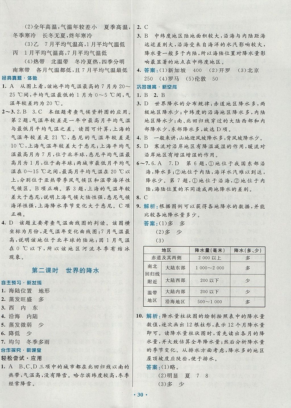 2017年南方新课堂金牌学案八年级地理上册中图版 参考答案第6页