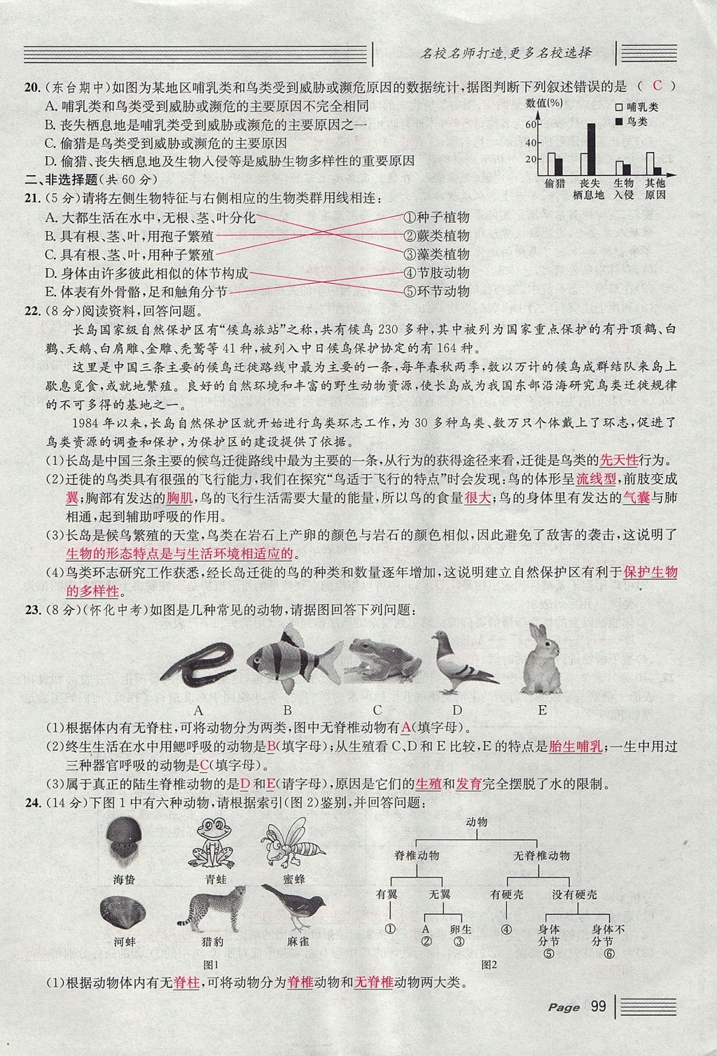 2017年名校課堂滾動學習法八年級生物上冊人教版 單元測試第23頁