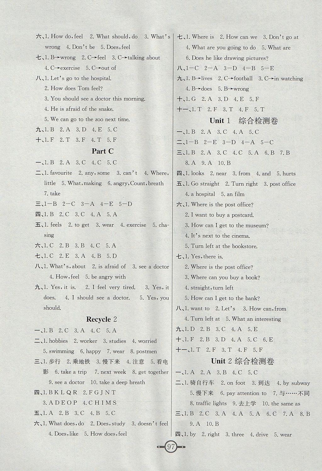 2017年名師金手指領(lǐng)銜課時(shí)六年級(jí)英語(yǔ)上冊(cè)人教版 參考答案第5頁(yè)