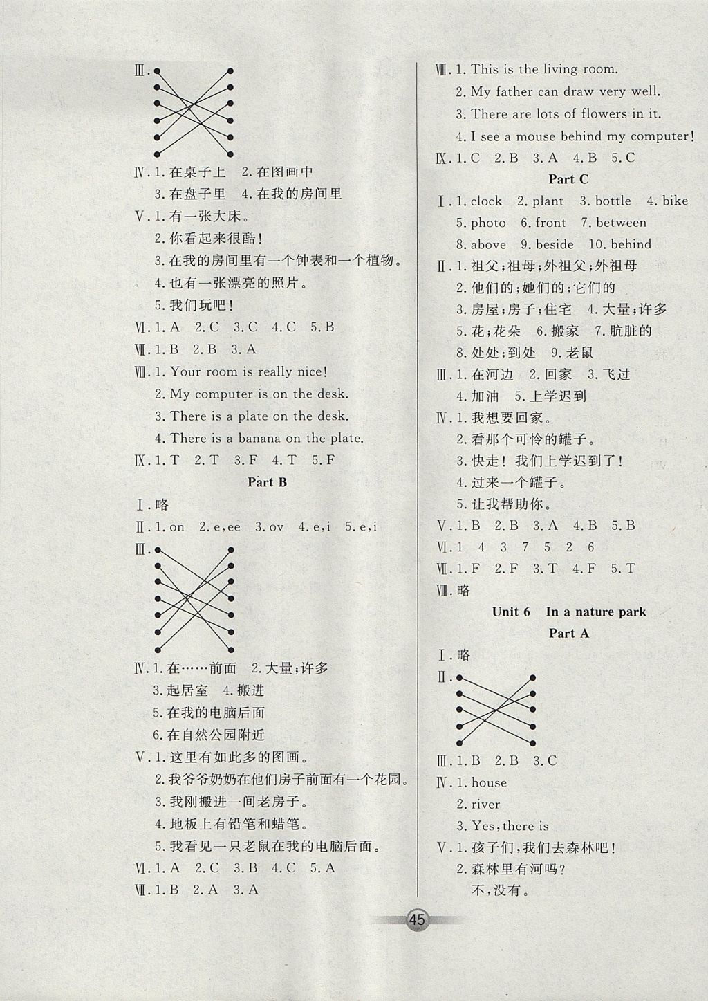 2017年小學生核心課堂五年級英語上冊人教PEP版 參考答案第5頁