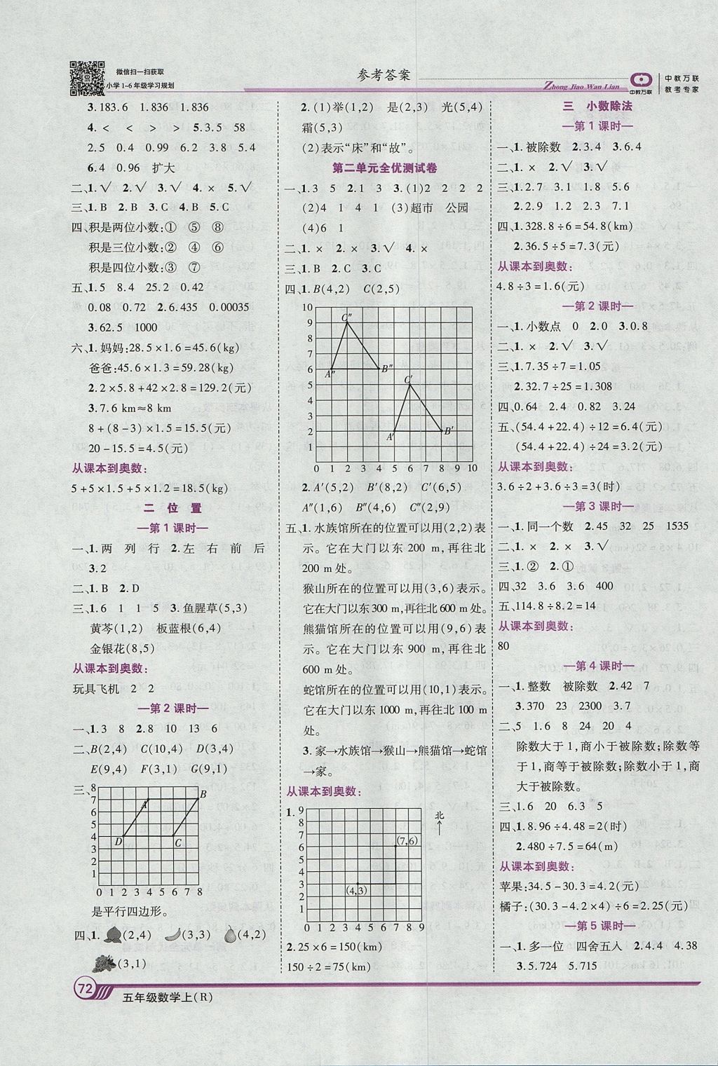 2017年全優(yōu)課堂考點集訓(xùn)與滿分備考五年級數(shù)學(xué)上冊 參考答案第2頁