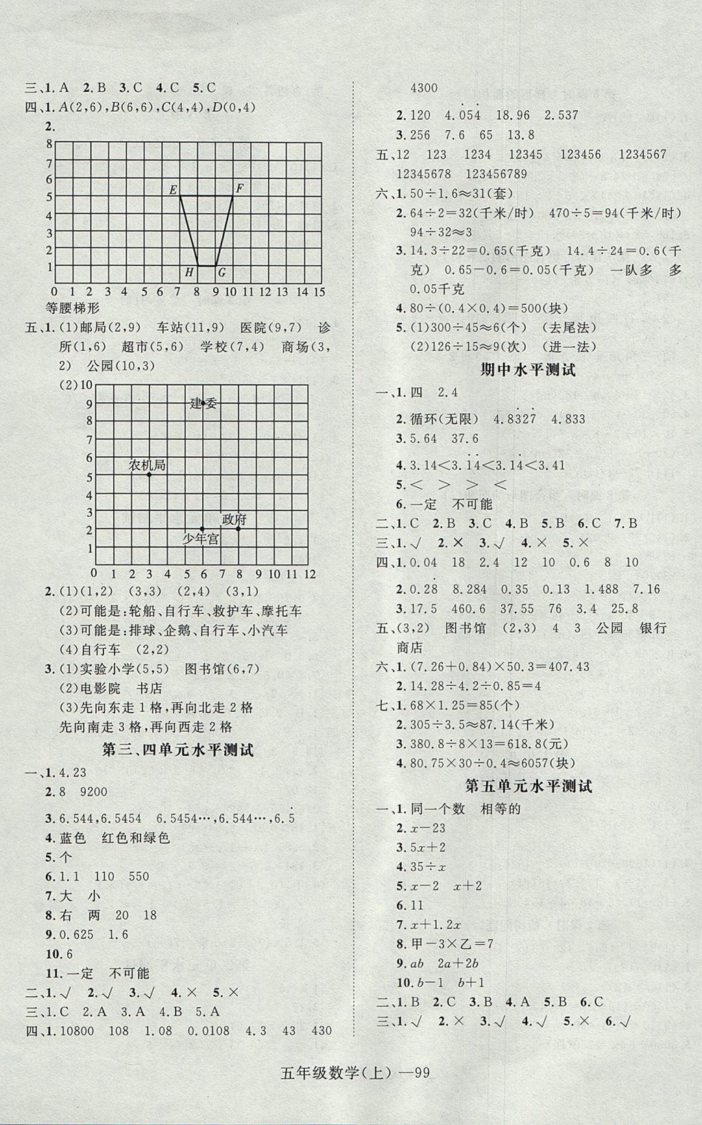 2017年高效課時100五年級數(shù)學上冊 參考答案第7頁