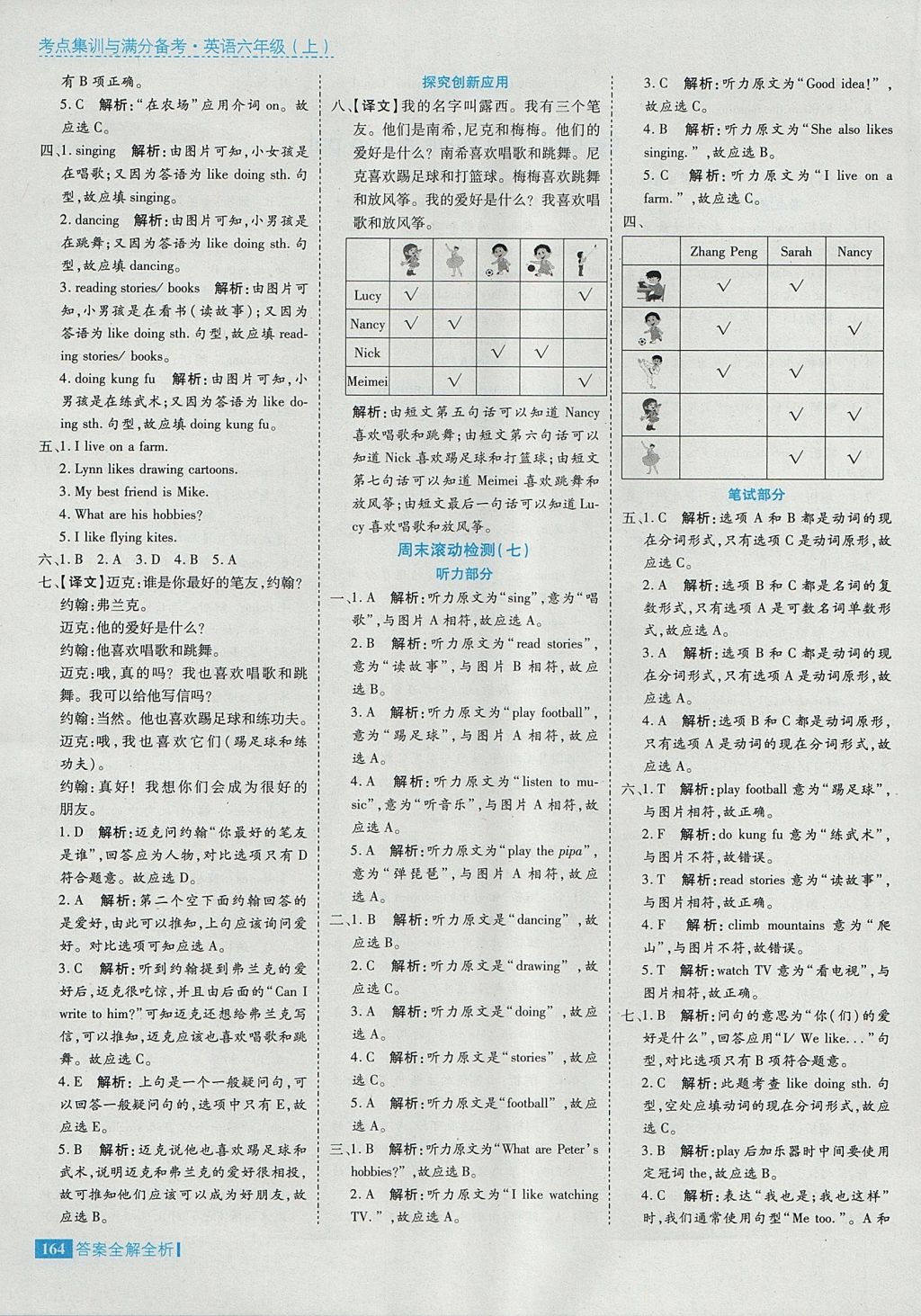 2017年考點集訓與滿分備考六年級英語上冊 參考答案第20頁