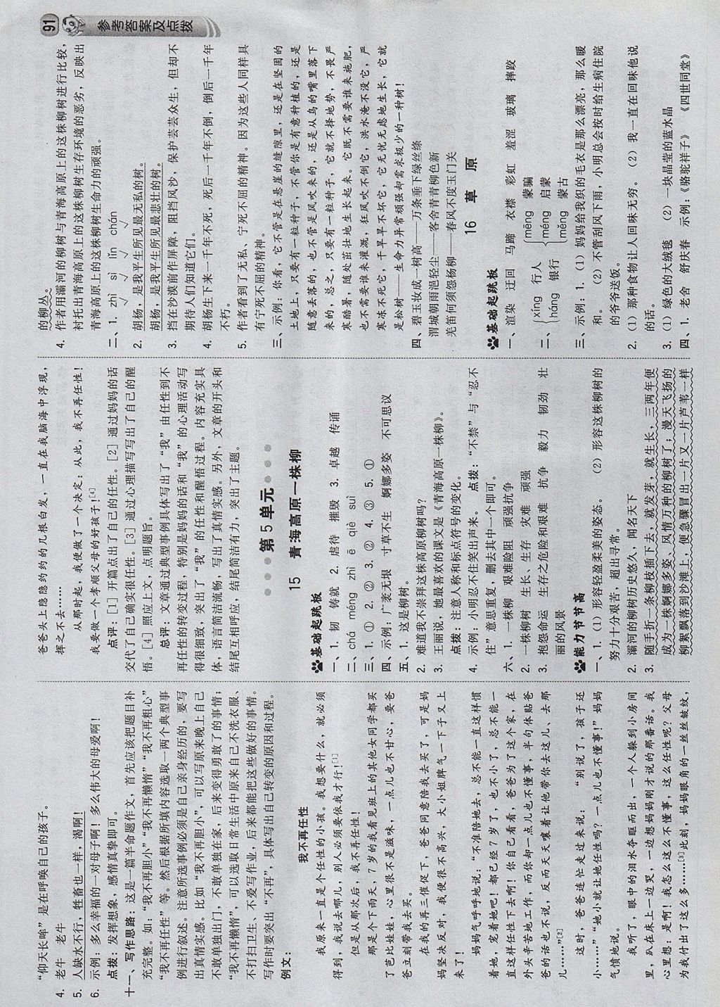 2017年綜合應(yīng)用創(chuàng)新題典中點六年級語文上冊蘇教版 參考答案第9頁