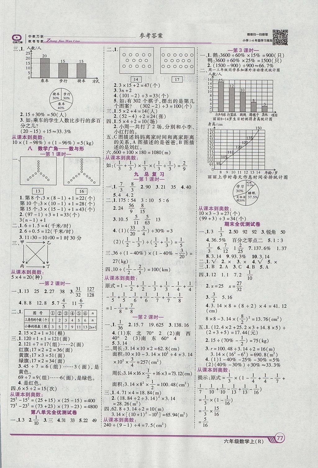 2017年全優(yōu)課堂考點集訓與滿分備考六年級數(shù)學上冊 參考答案第7頁