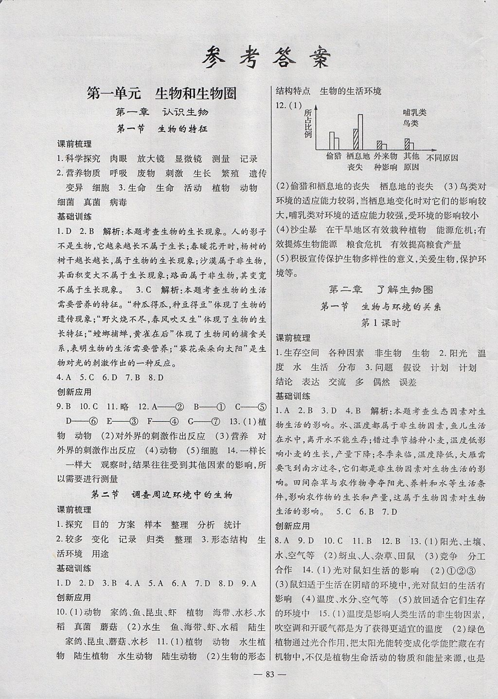 2017年高效學(xué)案金典課堂七年級(jí)生物上冊(cè)人教版 參考答案第1頁(yè)