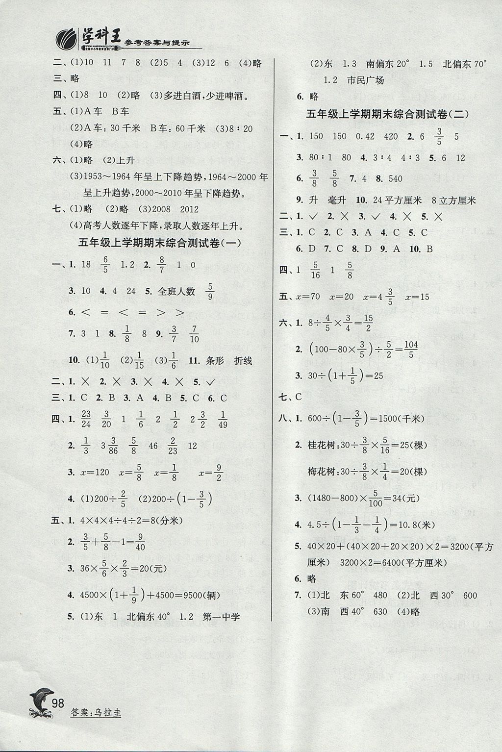 2017年實驗班提優(yōu)訓(xùn)練五年級數(shù)學(xué)上冊青島版五四制 參考答案第13頁