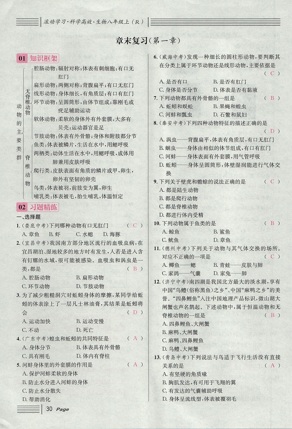 2017年名校課堂滾動(dòng)學(xué)習(xí)法八年級(jí)生物上冊(cè)人教版 第五單元 生物圈中的其他生物第54頁