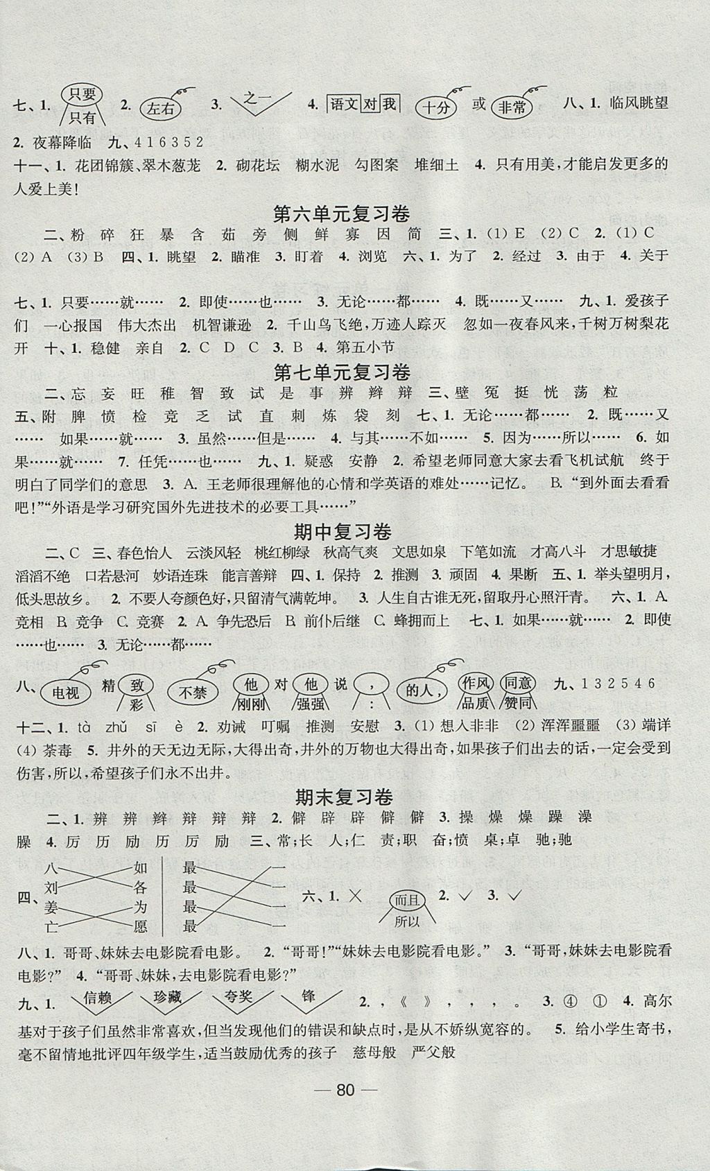 2017年随堂练1加2课课练单元卷六年级语文上册江苏版 参考答案第8页