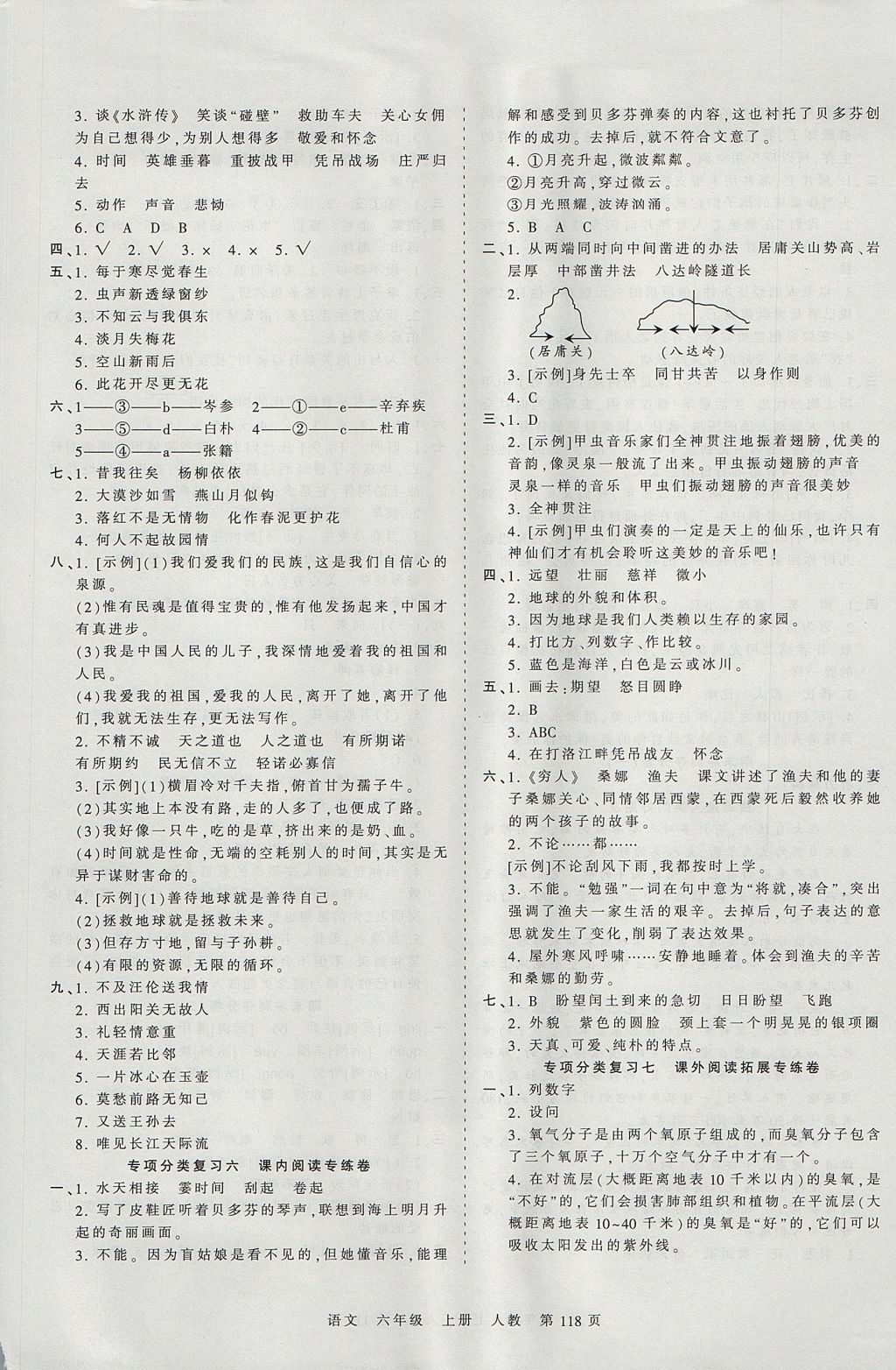 2017年王朝霞考點(diǎn)梳理時(shí)習(xí)卷六年級(jí)語文上冊(cè)人教版 參考答案第10頁(yè)