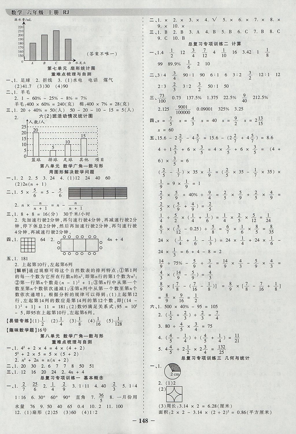 2017年王朝霞德才兼?zhèn)渥鳂I(yè)創(chuàng)新設(shè)計六年級數(shù)學(xué)上冊人教版 參考答案第8頁