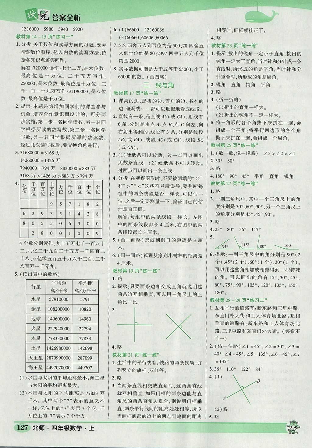 2017年黃岡狀元成才路狀元作業(yè)本四年級(jí)數(shù)學(xué)上冊(cè)北師大版 參考答案第17頁(yè)