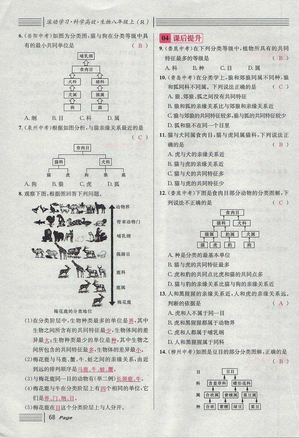 2017年名校課堂滾動(dòng)學(xué)習(xí)法八年級(jí)生物上冊(cè)人教版 第六單元 生物的多樣性及其保護(hù)第92頁(yè)