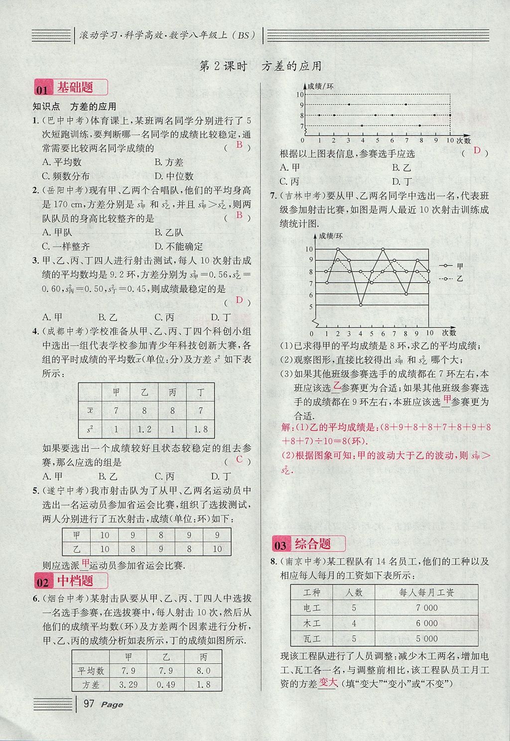 2017年名校課堂滾動(dòng)學(xué)習(xí)法八年級(jí)數(shù)學(xué)上冊(cè)北師大版 第六章 數(shù)據(jù)的分析第125頁(yè)