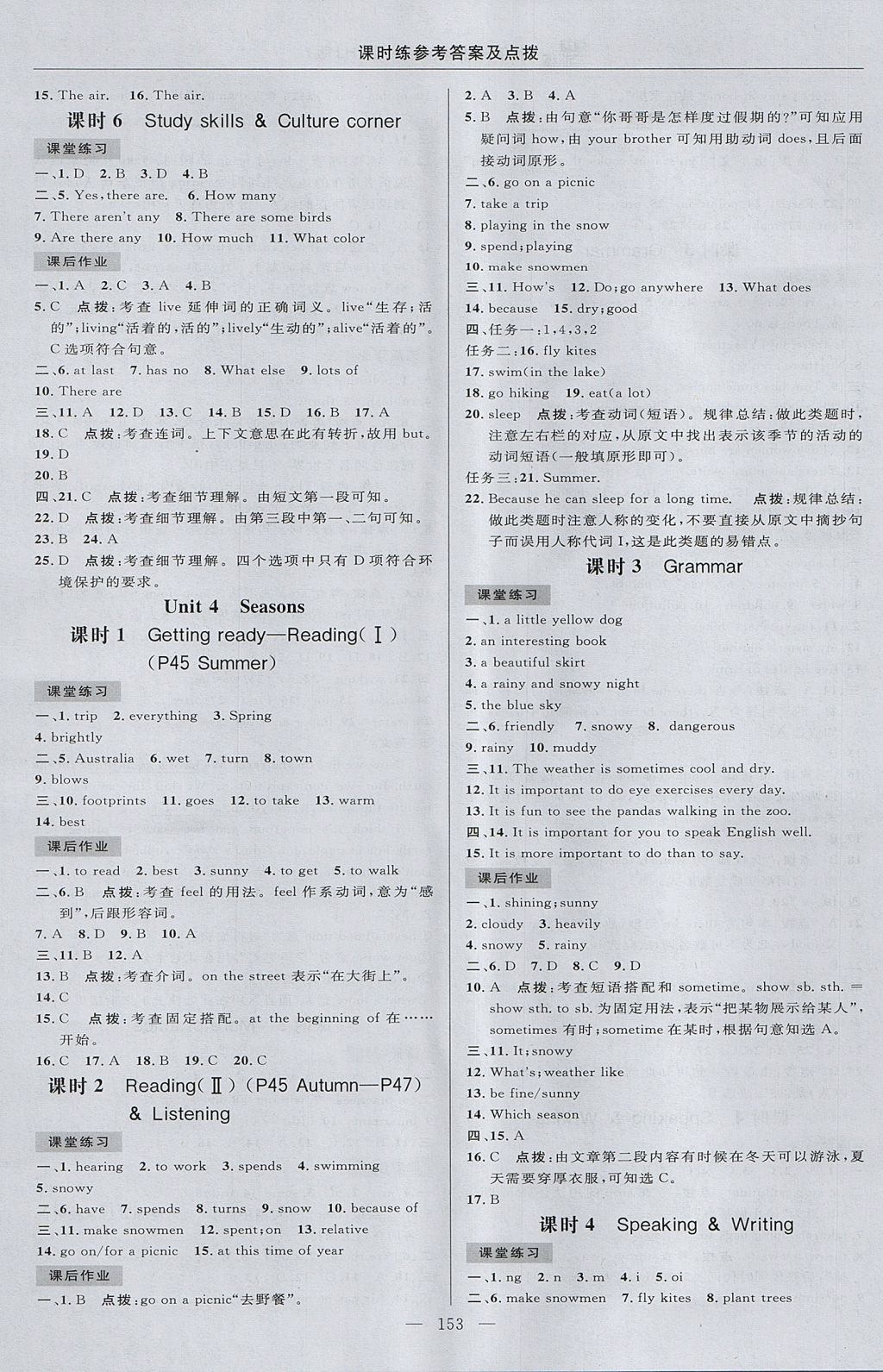 2017年點(diǎn)撥訓(xùn)練七年級(jí)牛津英語(yǔ)上冊(cè)滬教版 參考答案第23頁(yè)